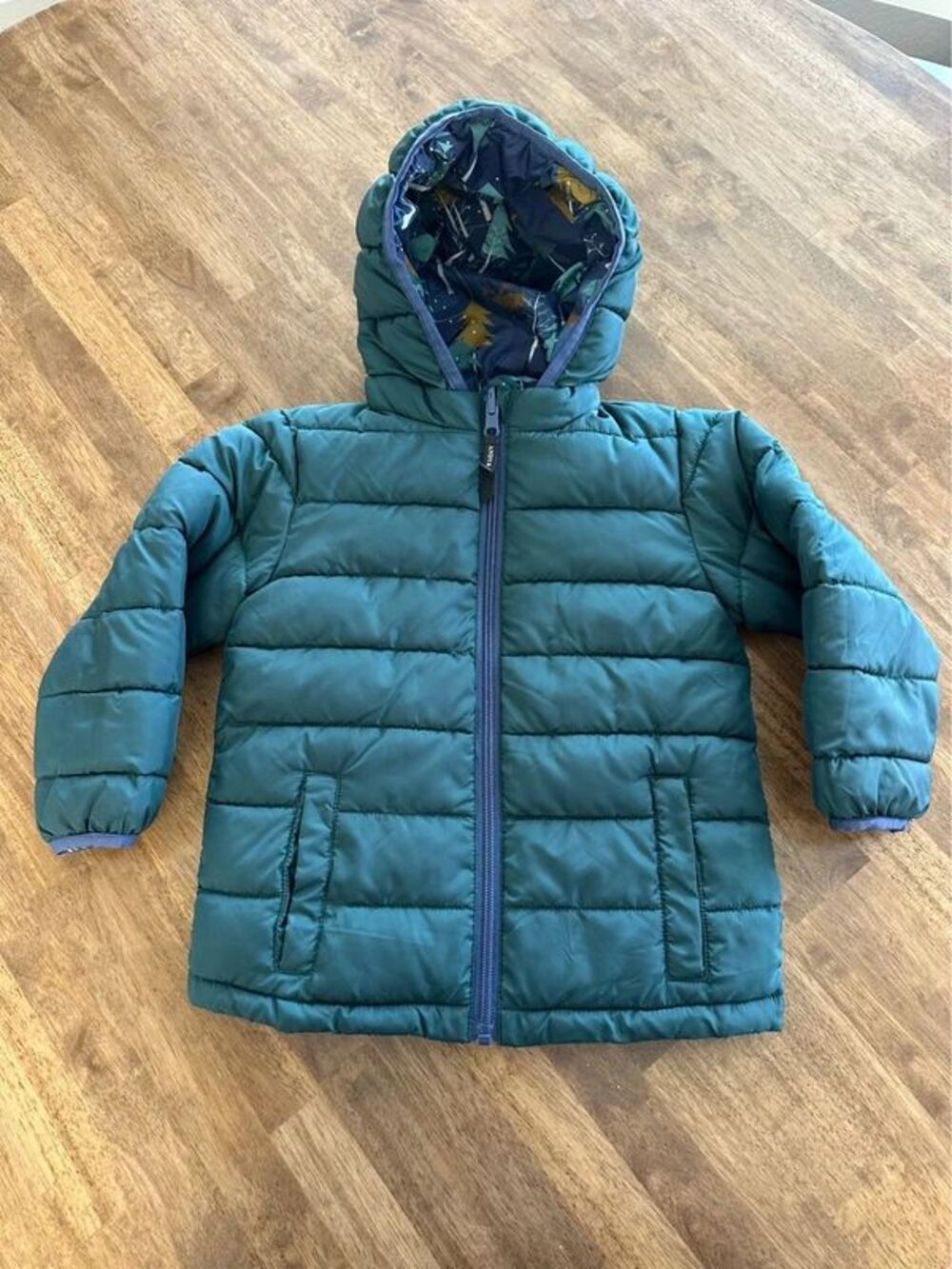 Andy & Evan Boys Reversible Puffer Jacket Forest Print Green Size 3T